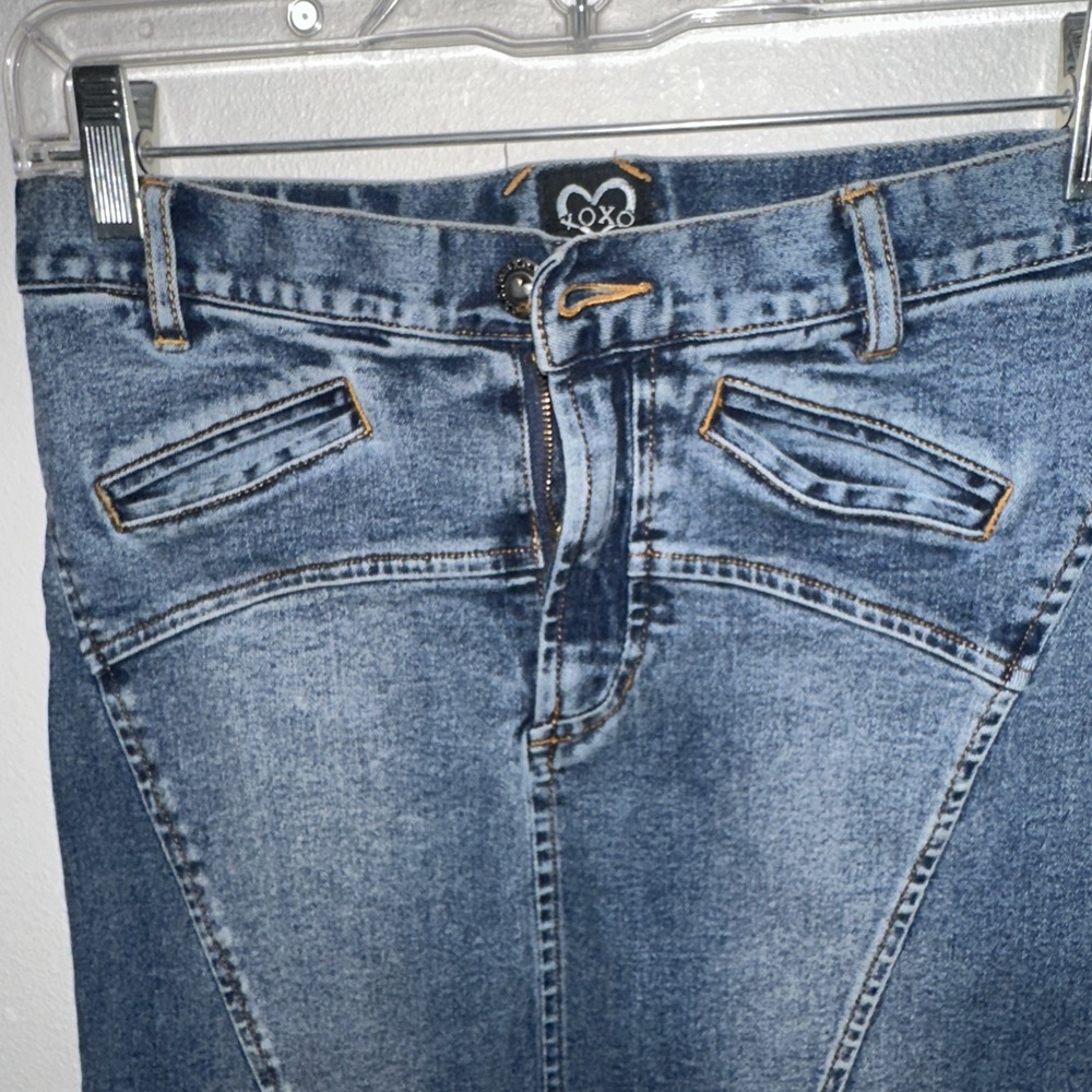 Vtg Y2K Xoxo Denim Skirt Blue Size 0 Stretch - Picture 10 of 12